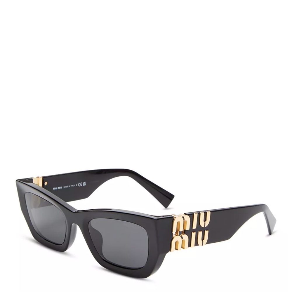 AUTHENTIC Miu Miu Black Runway Sunglasses with Gold Detailing